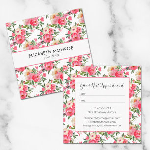 Watercolor Floral Salon Hair Stylist Makeup Artist Square Business Card