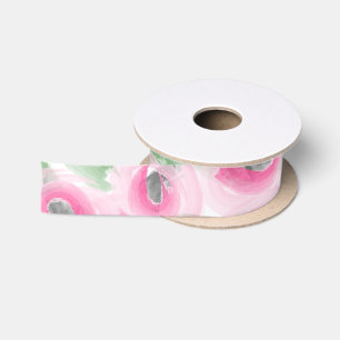 Watercolor Floral Satin Ribbon