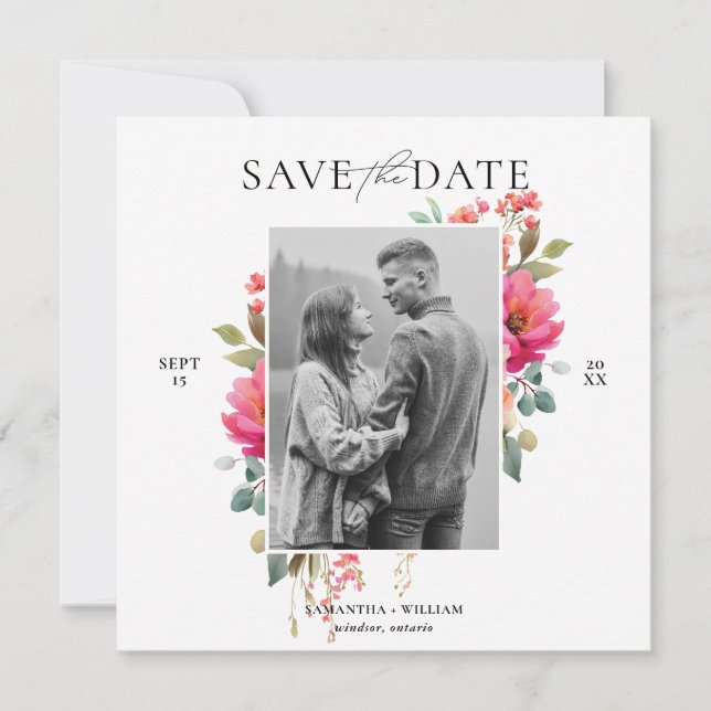Watercolor Floral Save the Date (Front)