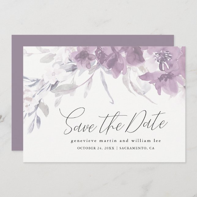 Watercolor Floral Save the Date Wedding (Front/Back)