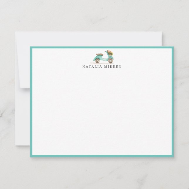 Watercolor Floral Scooter Card (Front)