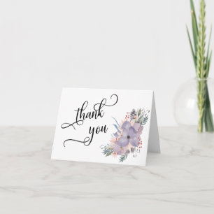 Watercolor Floral Script Typograpy Thank You Card