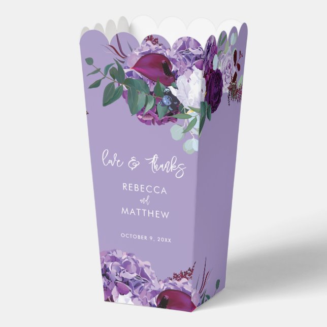 Watercolor Floral Script Wedding Favor Box (Front)