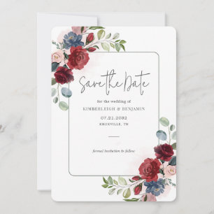 Watercolor Floral Script Wedding Save The Date