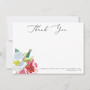 Watercolor Floral Scripture Thank You Card
