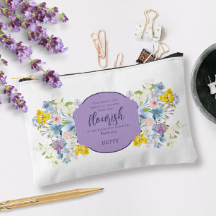 Watercolor Floral Scripture Verse Personalized Accessory Pouch