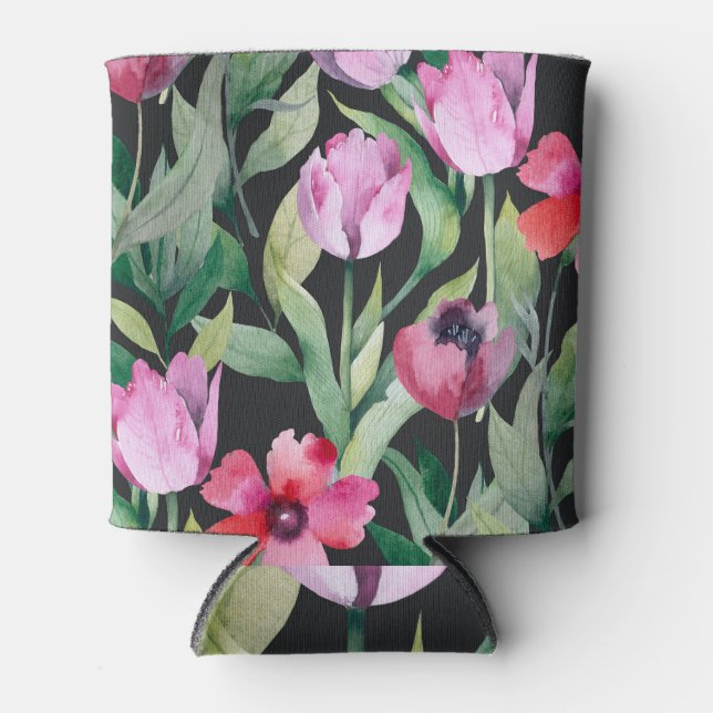 Watercolor floral, seamless beautiful pattern. can cooler (Front)