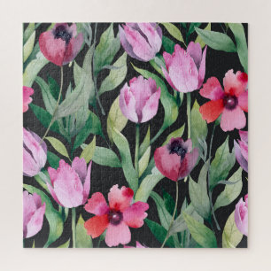 Watercolor floral, seamless beautiful pattern. jigsaw puzzle