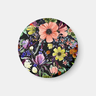 Watercolor Floral Seamless Garden Pattern Magnet