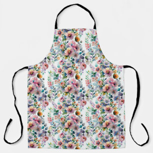 Watercolor Floral Seamless Pattern Apron