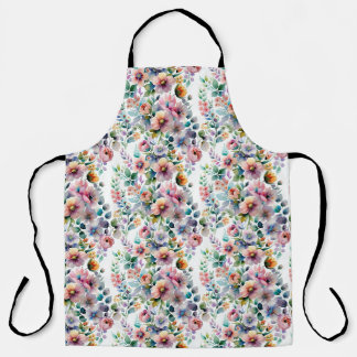 Watercolor Floral Seamless Pattern Apron