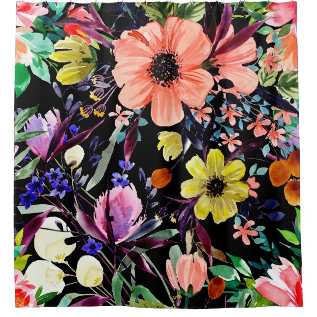 Watercolor floral seamless pattern. Different buds (Front)
