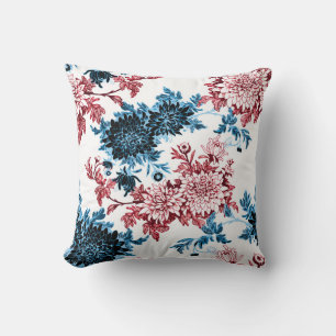 Watercolor floral seamless pattern on white backgr throw pillow