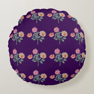 Watercolor Floral Seamless Pattern Soft Pastel  Round Pillow