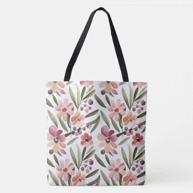 Watercolor Floral Seamless Pattern – Spring  Tote Bag (Front)