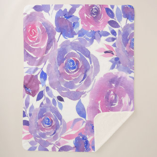 Watercolor Floral Sherpa Blanket