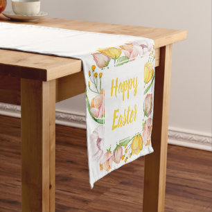 watercolor floral short table runner