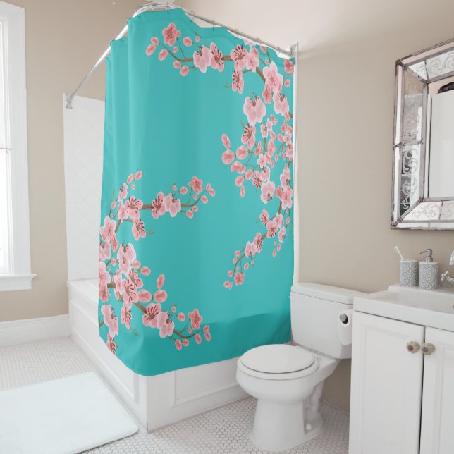 Watercolor Floral Shower Curtain (In Situ)