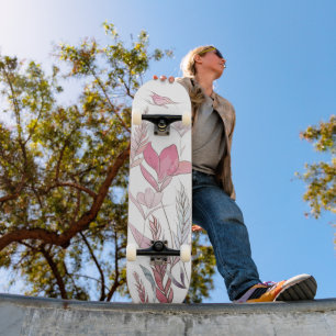 Watercolor Floral Skateboard - Pastel Artistique