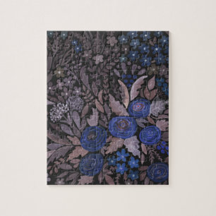 Watercolor floral small flowers navy roses brown l jigsaw puzzle
