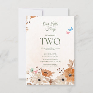 Watercolor Floral Special 2nd Birthday Invitation 