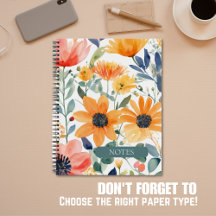 Watercolor Floral Spiral Bound Notebook