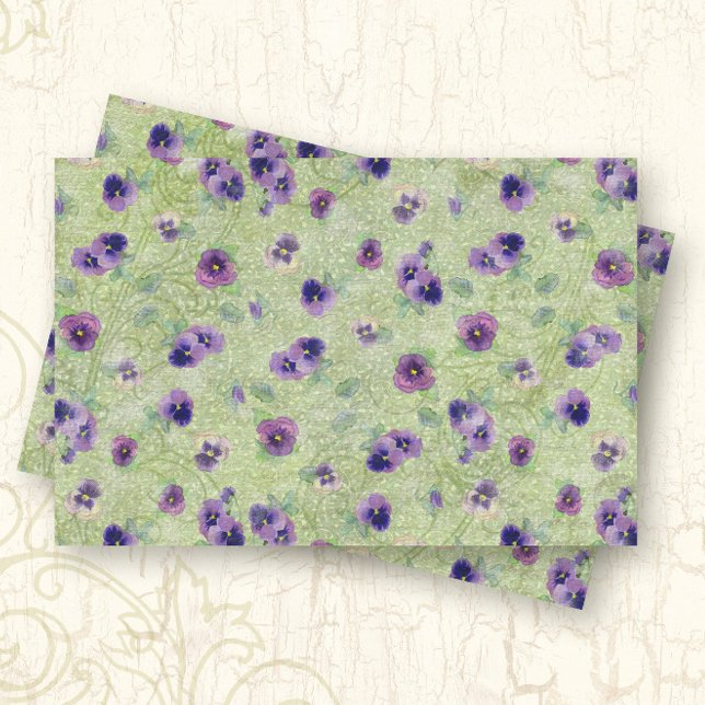 Watercolor Floral Spring Purple Pansy Decoupage Tissue Paper (Creator Uploaded)