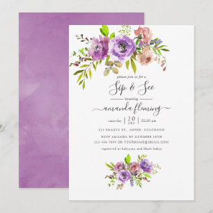 Watercolor Floral Spring Sip and See Invitation