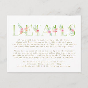 Watercolor Floral Spring Wedding Enclosure Card