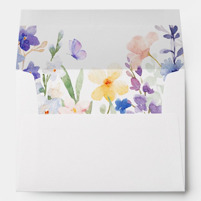 Watercolor floral spring wedding envelope (Back (Bottom))
