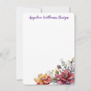 Watercolor Floral Stationery Personalized Card