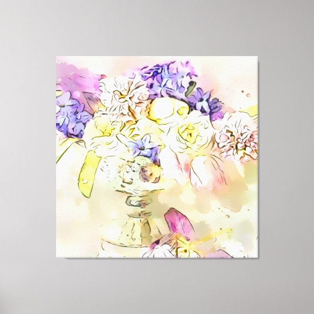 *~ Watercolor Floral Still Life Flowers AP56 Canvas Print (Front)
