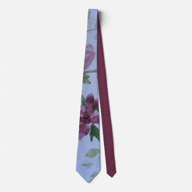 Watercolor Floral Stylish Tie (Front)