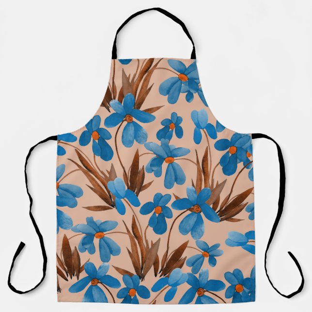 Watercolor Floral Summer Print Pattern Apron (Front)