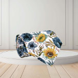 Watercolor Floral Sunflower Blue Flower  Tie<br><div class="desc">This design may be personalized by choosing the Edit Design option. You may also transfer onto other items. Contact me at colorflowcreations@gmail.com or use the chat option at the top of the page if you wish to have this design on another product or need assistance. See more of my designs...</div>