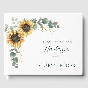 Watercolor Floral Sunflower Eucalyptus Wedding Guest Book