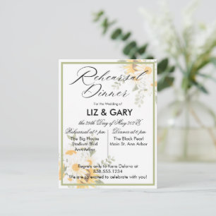 Watercolor Floral Sunflower Rehearsal Dinner Postcard
