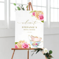 Watercolor Floral Teacups Botanical Bridal Shower