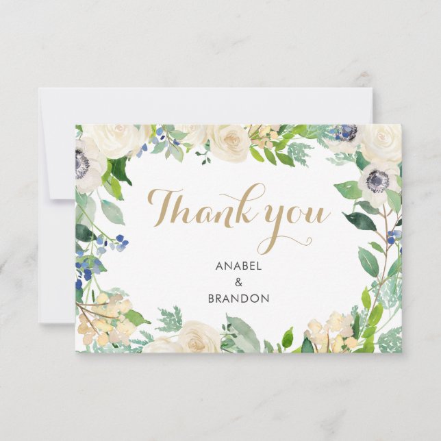 Watercolor Floral Thank You Card Watercolor (Front)