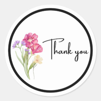 Watercolor Floral “Thank You” Sticker