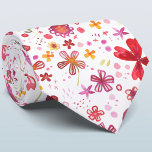 Watercolor Floral Tie<br><div class="desc">Hand painted watercolor floral design in rich red, pink and yellow on a white background. Original art by Nic Squirrell.</div>