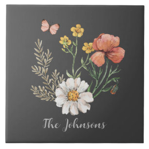 Watercolor Floral Tile