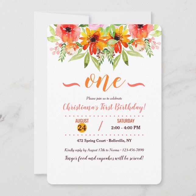 Watercolor Floral Two Invitation (Front)