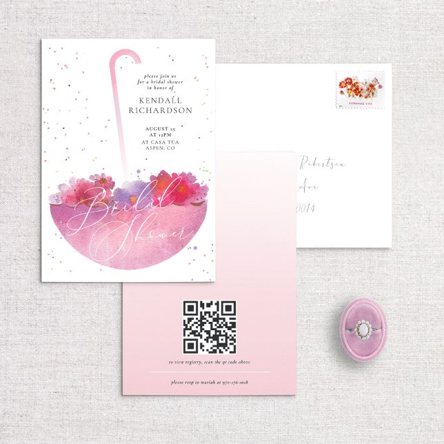 Watercolor Floral Umbrella Bridal Shower Invite (Creator Uploaded)