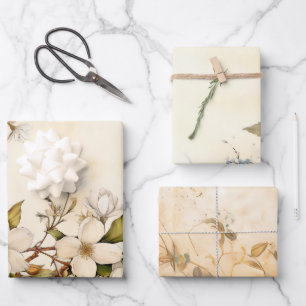 Watercolor Floral Vintage Inspired Wrapping Sheets