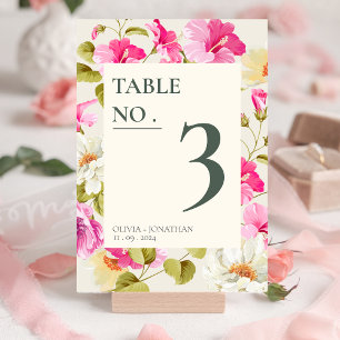 Watercolor floral vintage spring summer wedding table number