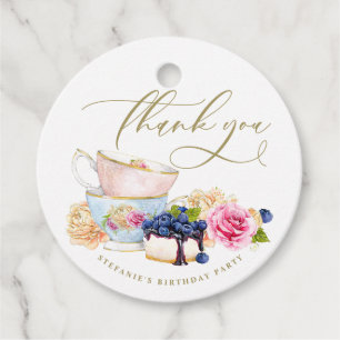 Watercolor Floral Vintage Teacup Birthday Party Favour Tags