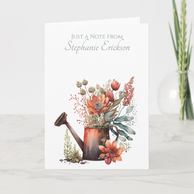 Watercolor Floral Watering Can, Rustic Botanical (Devant)