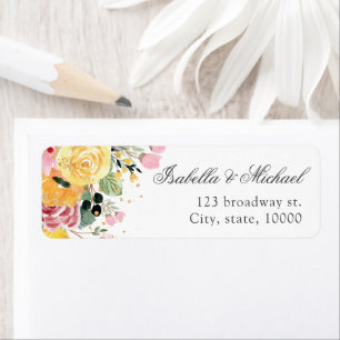 Watercolor Floral Wedding Address