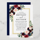 Watercolor Floral Wedding Blue 2 Frame Gold